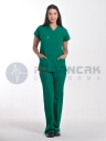 Kadın Cerrahi Yeşil Yarasa Kol Alpaka Doktor ve Hemşire Forması Takımı