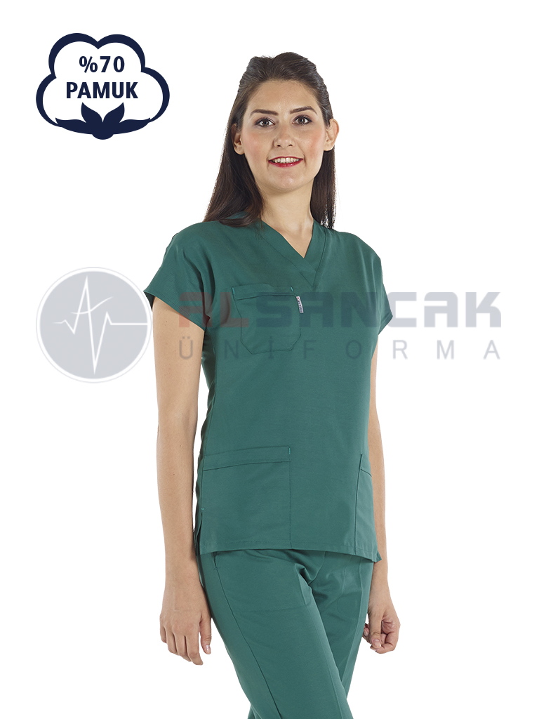 Cerrahi Yeşil Pamuklu Doktor ve Hemşire Forması Takımı