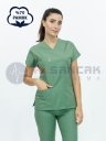 Zeytin Yeşili Pamuklu Scrubs Doktor ve Hemşire Forması Zeytin Yeşili Pamuklu Scrubs Doktor ve Hemşire Forması