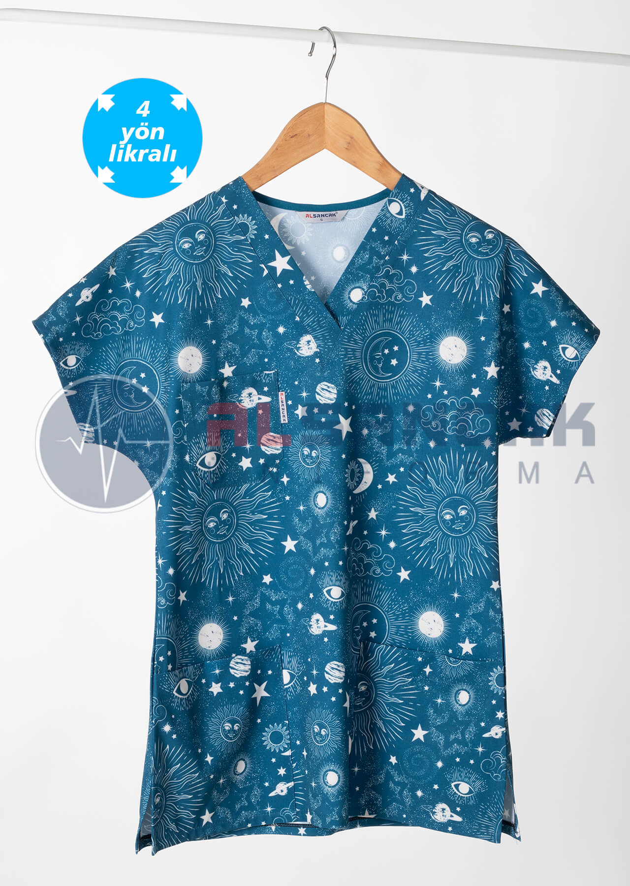 Scrubs Flex Galaxy Desenli Doktor ve Hemşire Forması Üstü Scrubs Flex Galaxy Desenli Doktor ve Hemşire Forması Üstü