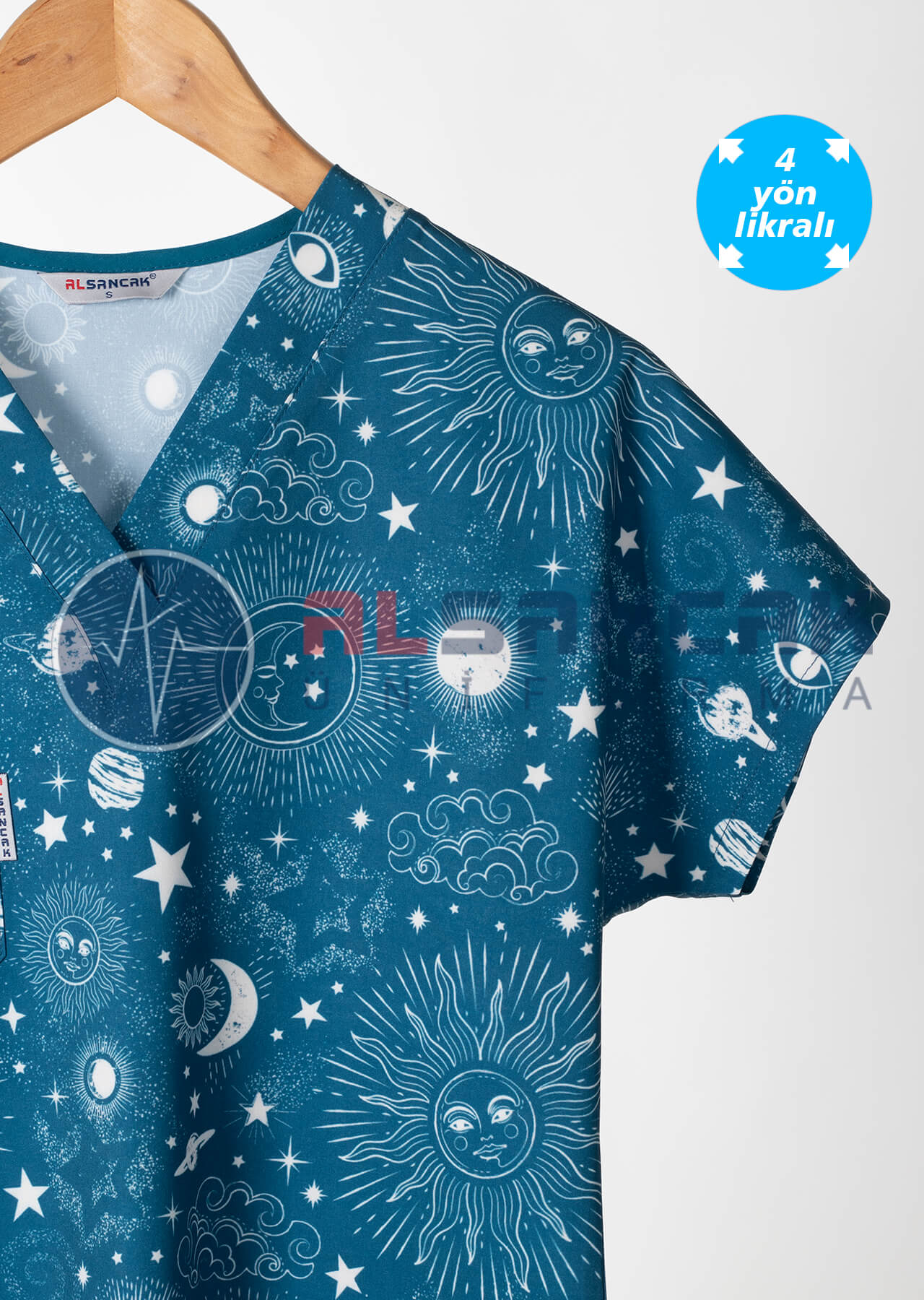 Scrubs Flex Galaxy Desenli Doktor ve Hemşire Forması Üstü Scrubs Flex Galaxy Desenli Doktor ve Hemşire Forması Üstü