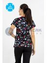 Scrubs Flex Siyah Kalp Desenli Doktor ve Hemşire Forması Üstü Scrubs Flex Siyah Kalp Desenli Doktor ve Hemşire Forması Üstü