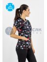 Scrubs Flex Siyah Kalp Desenli Doktor ve Hemşire Forması Üstü Scrubs Flex Siyah Kalp Desenli Doktor ve Hemşire Forması Üstü