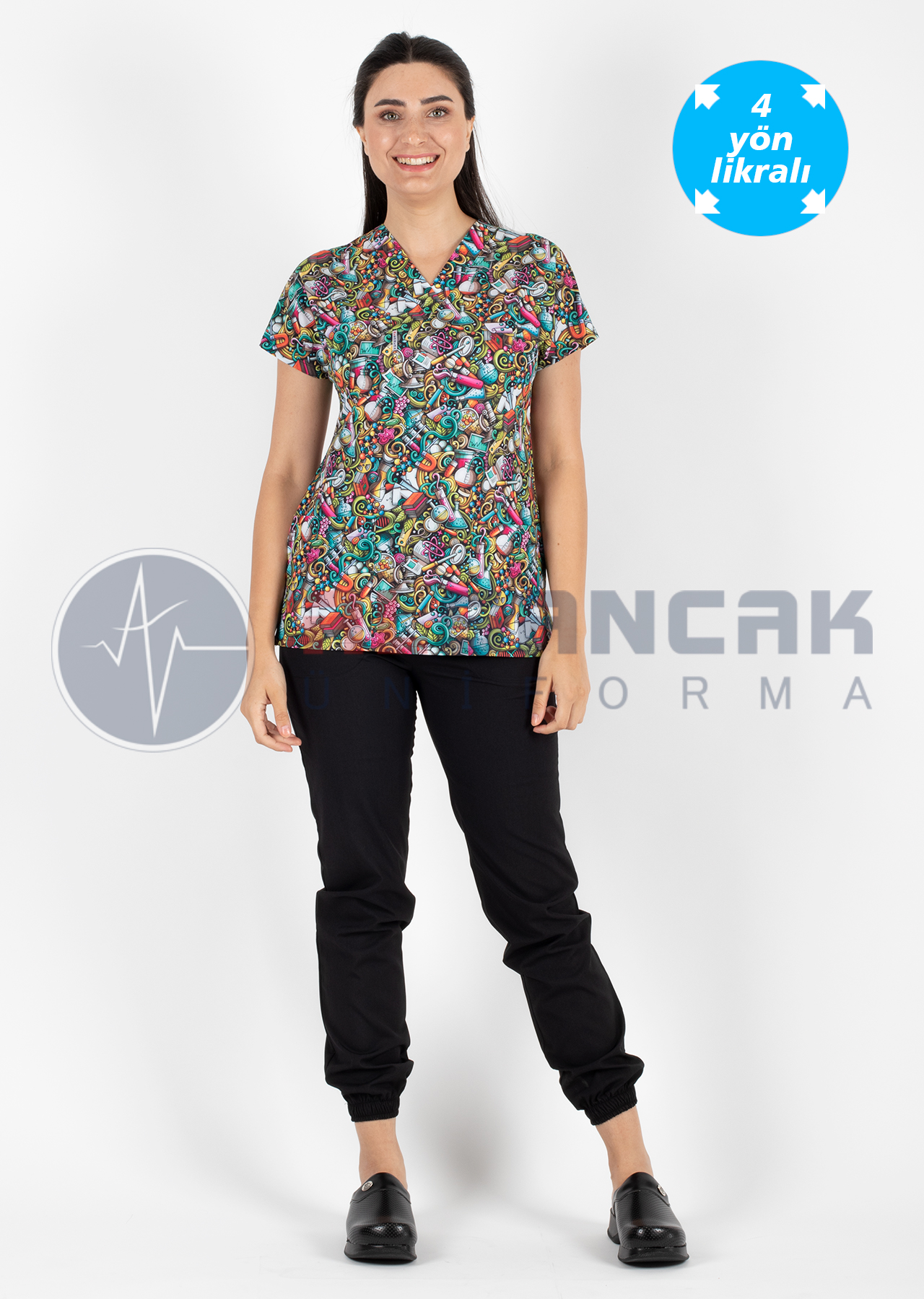 Scrubs Flex Labs Desenli Doktor ve Hemşire Forması Üstü Scrubs Flex Labs Desenli Doktor ve Hemşire Forması Üstü