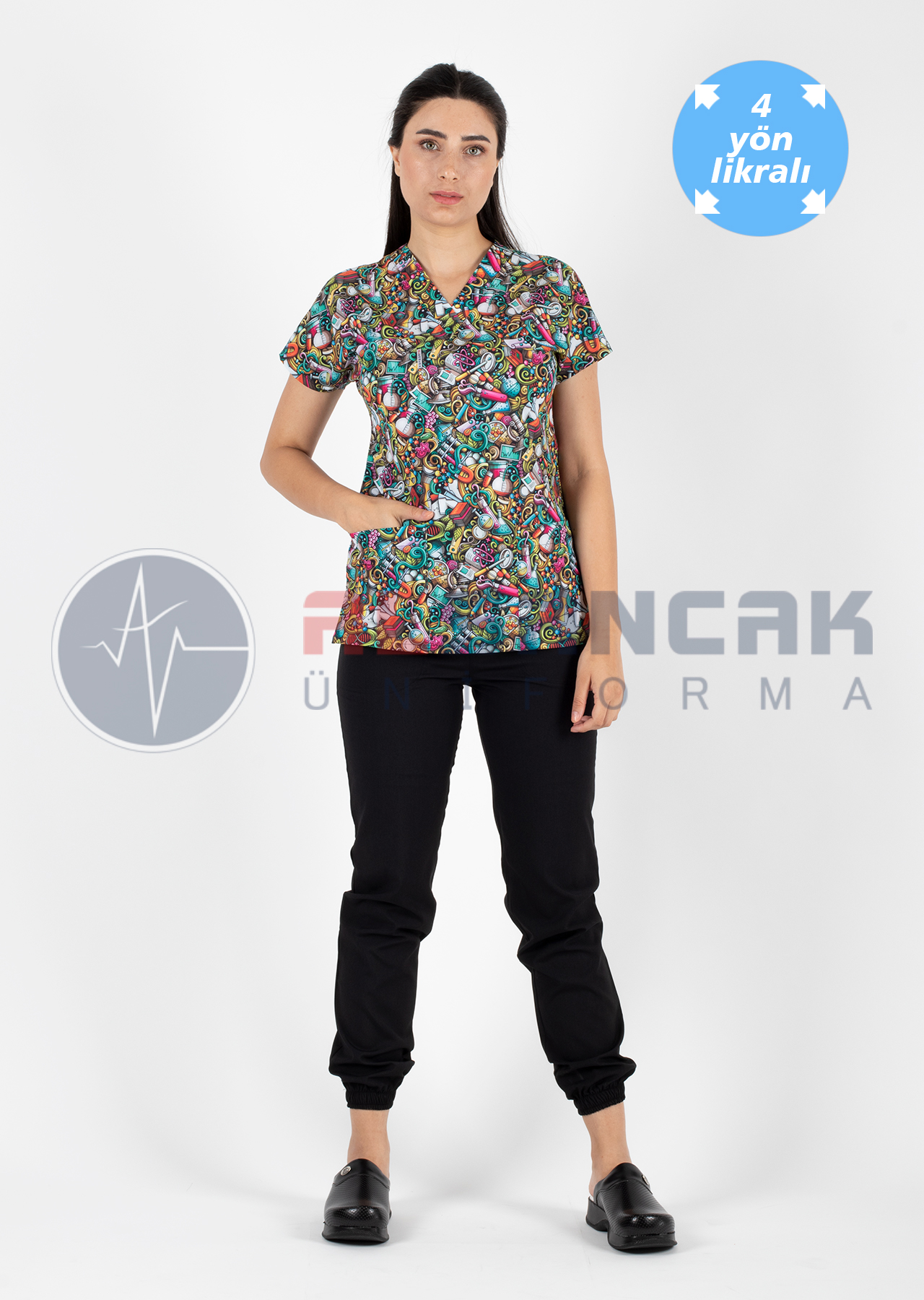 Scrubs Flex Labs Desenli Doktor ve Hemşire Forması Üstü Scrubs Flex Labs Desenli Doktor ve Hemşire Forması Üstü