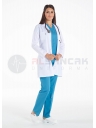 Kadın Spor Yaka Uzun Kol Beyaz Doktor Önlüğü Kadın Spor Yaka Uzun Kol Beyaz Doktor Önlüğü