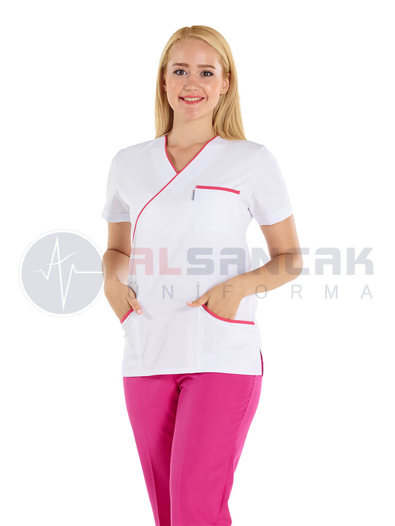 Fuşya Biyeli Ekol Modeli Doktor ve Hemşire Forması Üstü Fuşya Biyeli Ekol Modeli Doktor ve Hemşire Forması Üstü
