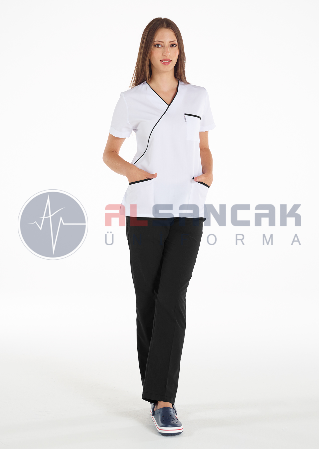 Siyah Biyeli - Ekol Modeli Doktor ve Hemşire Forması Takımı Siyah Biyeli - Ekol Modeli Doktor ve Hemşire Forması Takımı