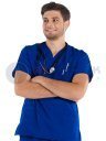 Erkek Saks Mavi Likralı Kalın Scrubs Doktor Forması Takımı Erkek Saks Mavi Likralı Kalın Scrubs Doktor Forması Takımı