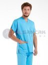 Erkek Turkuaz Pamuklu Scrubs Doktor ve Hemşire Forması Erkek Turkuaz Pamuklu Scrubs Doktor ve Hemşire Forması