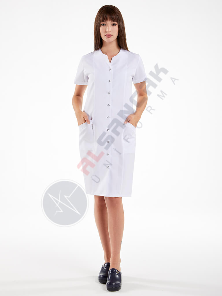 Beyaz Blanca Modeli Hemşire ve Doktor Elbisesi Beyaz Blanca Modeli Hemşire ve Doktor Elbisesi