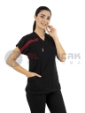 Scrubs Flex® Biyeli Siyah Likralı İnce Kumaş Doktor Hemşire Forması