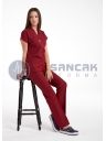 Scrubs Flex® Bordo Soft Likralı İnce Doktor ve Hemşire Forması