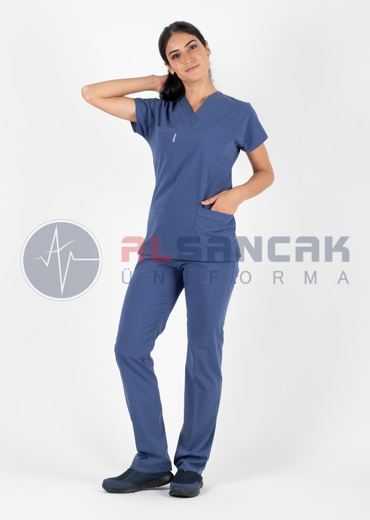 Scrubs Flex® Fırtına Mavi Likralı İnce Kumaş Doktor ve Hemşire Forması