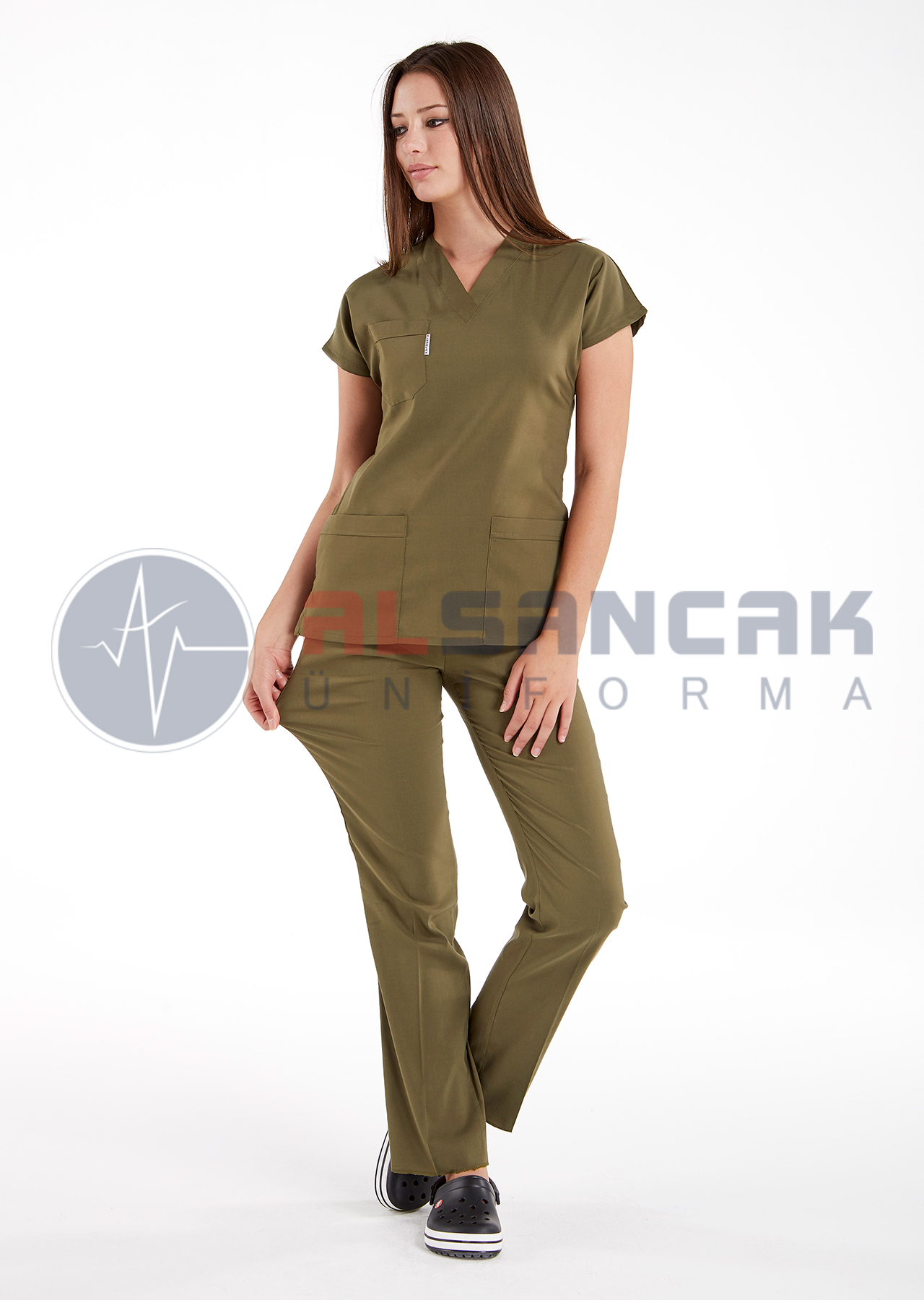 Scrubs Flex® Haki Likralı Alpaka Doktor ve Hemşire Forması Scrubs Flex® Haki Likralı Alpaka Doktor ve Hemşire Forması
