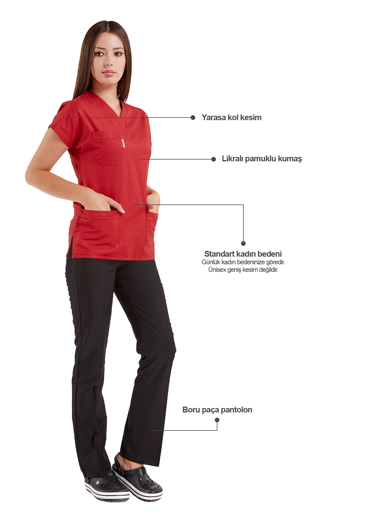Scrubs Flex® Kırmızı/Siyah Likralı Alpaka Doktor ve Hemşire Forması Scrubs Flex® Kırmızı/Siyah Likralı Alpaka Doktor ve Hemşire Forması