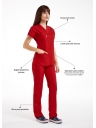 Scrubs Flex® Kırmızı Likralı Terikoton Doktor ve Hemşire Forması