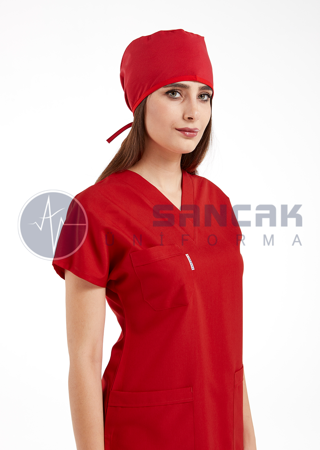 Scrubs Flex® Kırmızı Likralı Alpaka Doktor ve Hemşire Forması