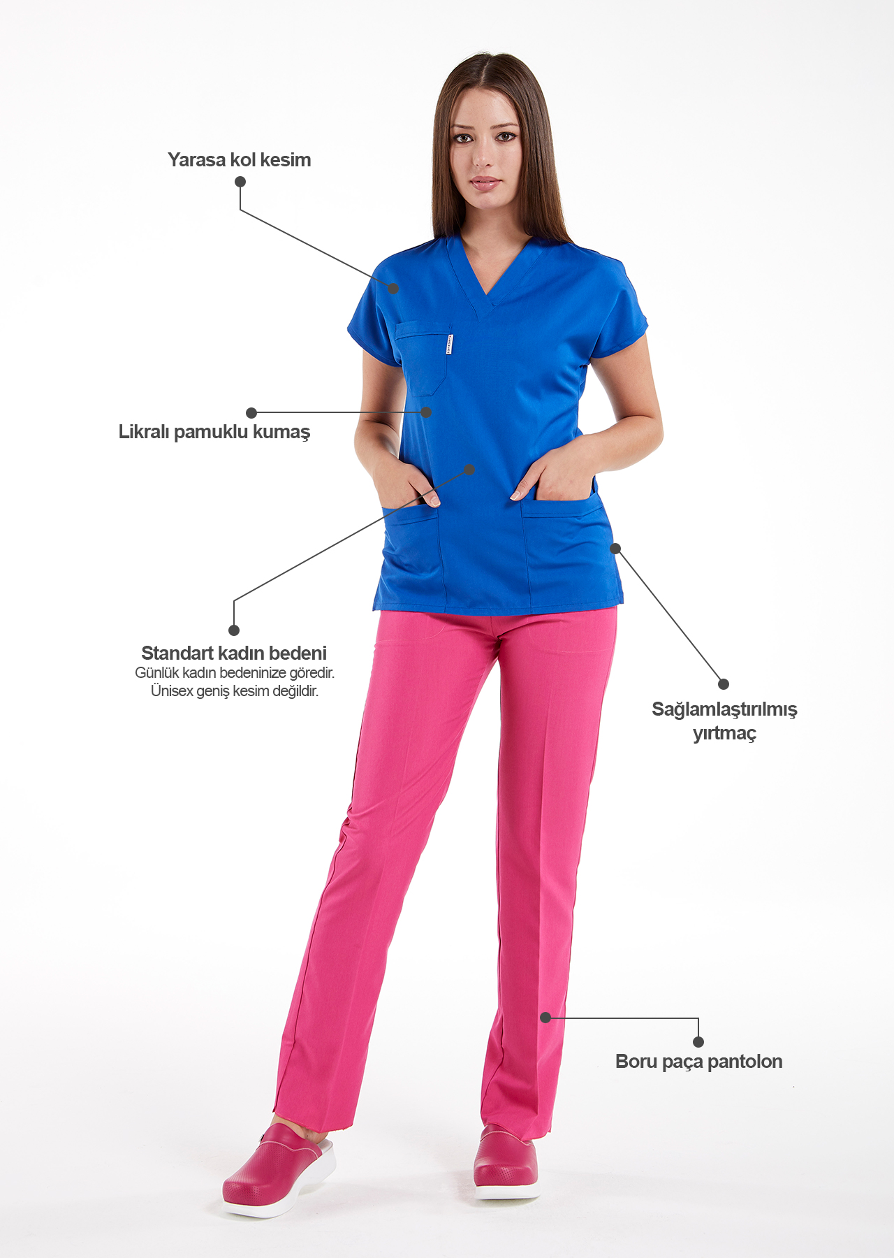 Scrubs Flex® Kadın Kişiye Özel Üretim Likralı İnce Doktor ve Hemşire Forması Scrubs Flex® Kadın Kişiye Özel Üretim Likralı İnce Doktor ve Hemşire Forması