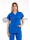 Scrubs Flex® Saks Mavi Soft Likralı İnce Doktor ve Hemşire Forması