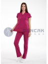 Scrubs Flex® Vişne Likralı İnce Doktor ve Hemşire Forması