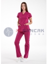 Scrubs Flex® Vişne Likralı İnce Doktor ve Hemşire Forması