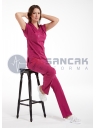 Scrubs Flex® Vişne Likralı İnce Doktor ve Hemşire Forması
