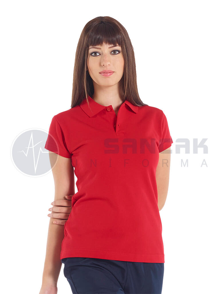 Kırmızı Kadın Polo Yaka Lacoste T-Shirt