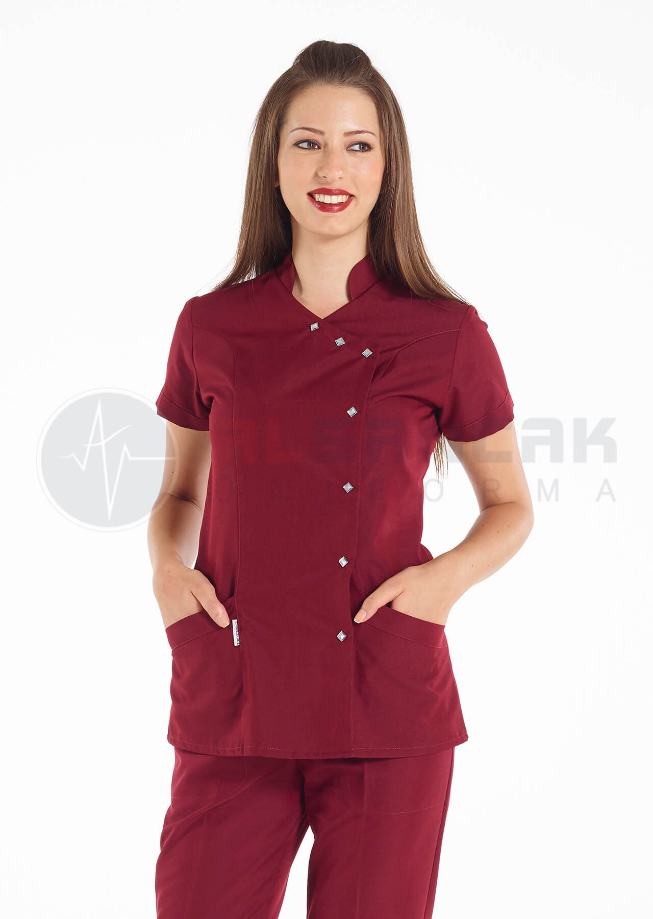 Luxe Flex Bordo Likralı Hemşire ve Doktor Forması Takımı Luxe Flex Bordo Likralı Hemşire ve Doktor Forması Takımı