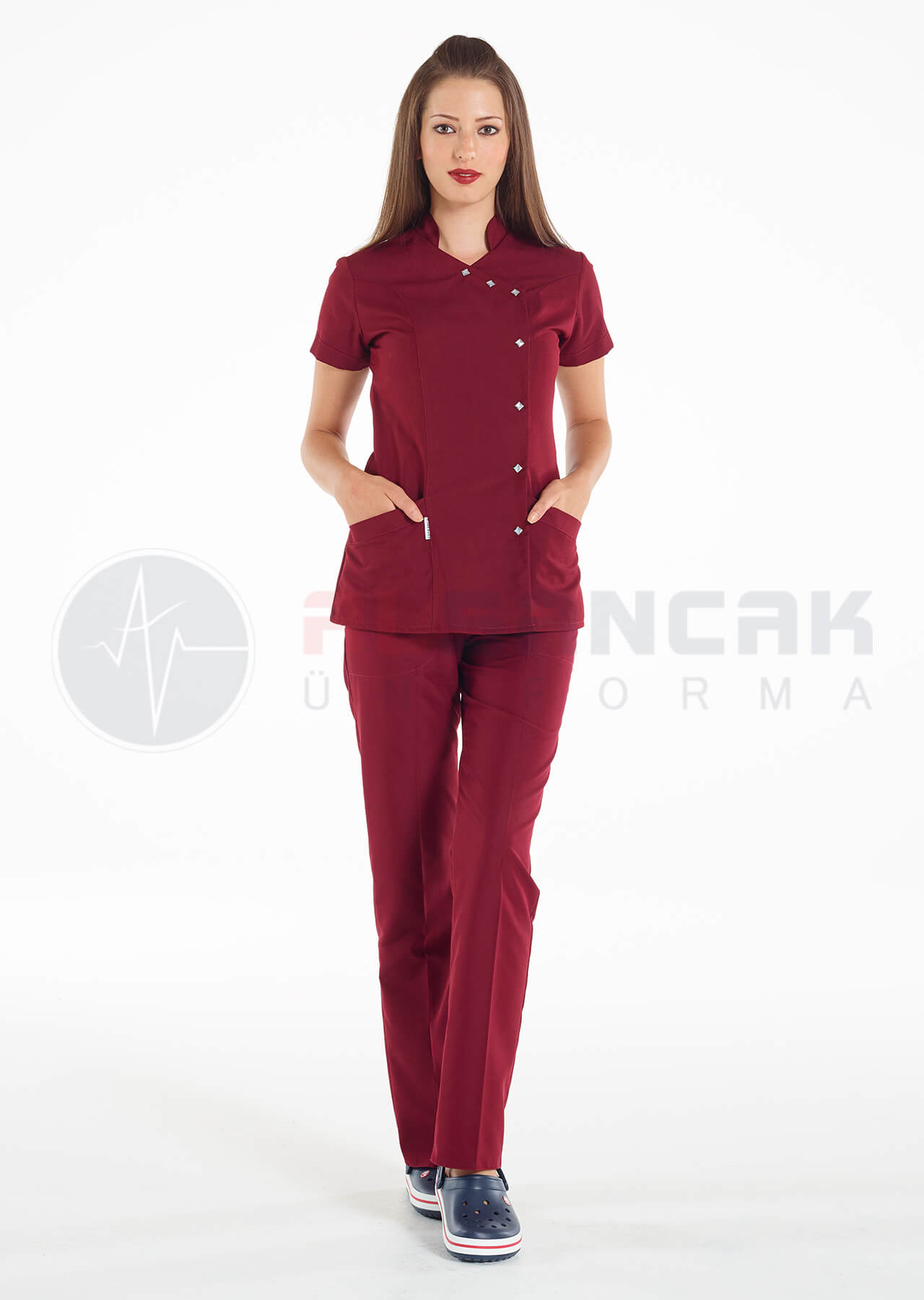 Luxe Flex Bordo Likralı Hemşire ve Doktor Forması Takımı Luxe Flex Bordo Likralı Hemşire ve Doktor Forması Takımı