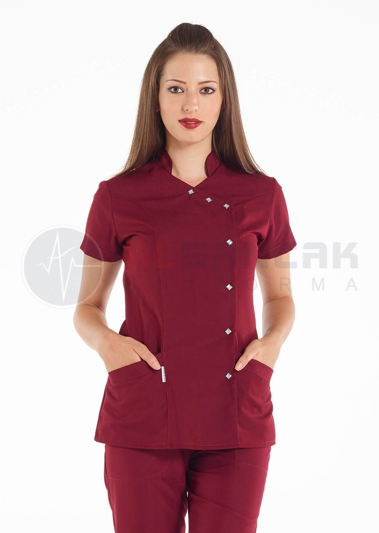 Luxe Flex Bordo Likralı Hemşire ve Doktor Forması Takımı Luxe Flex Bordo Likralı Hemşire ve Doktor Forması Takımı