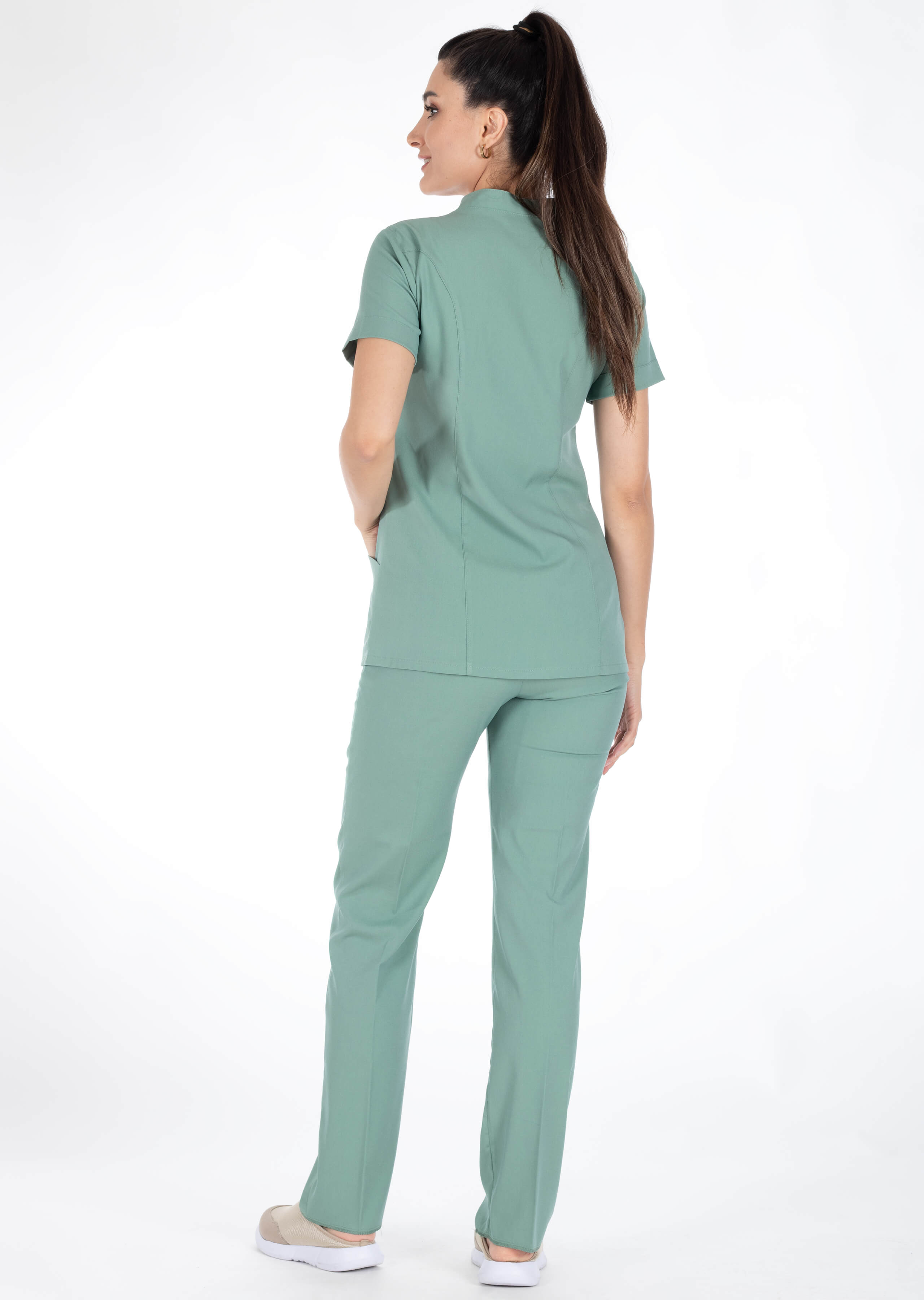 Luxe Flex Çağla Yeşili Likralı Hemşire ve Doktor Forması Takımı