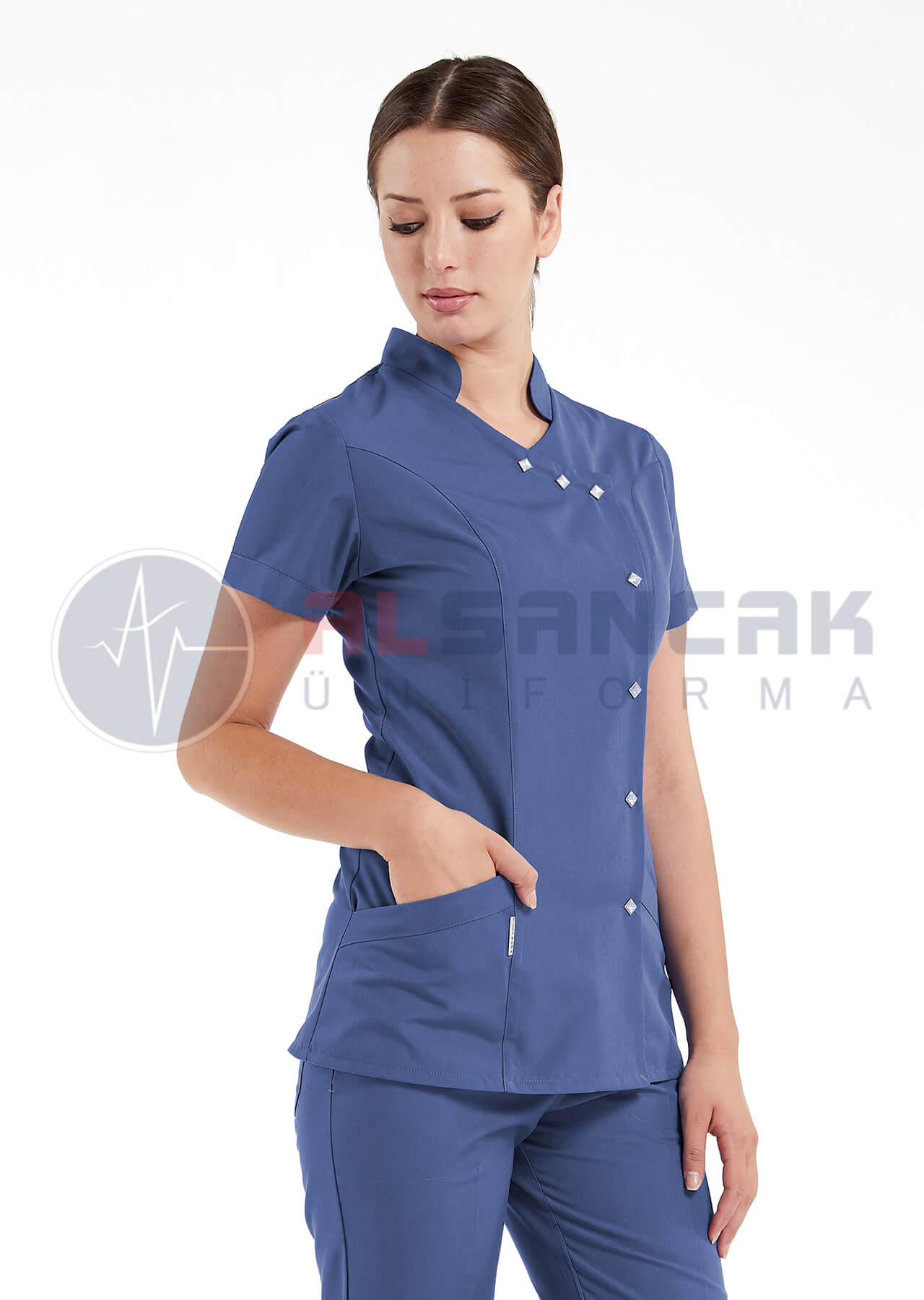Luxe Flex Fırtına Mavi Likralı Hemşire ve Doktor Forması Takımı Luxe Flex Fırtına Mavi Likralı Hemşire ve Doktor Forması Takımı