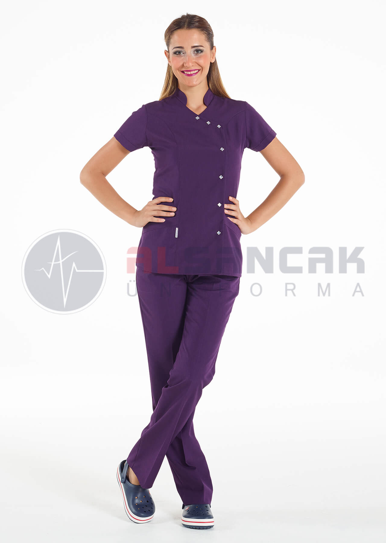 Luxe Flex Koyu Mor Likralı Hemşire ve Doktor Forması Takımı Luxe Flex Koyu Mor Likralı Hemşire ve Doktor Forması Takımı