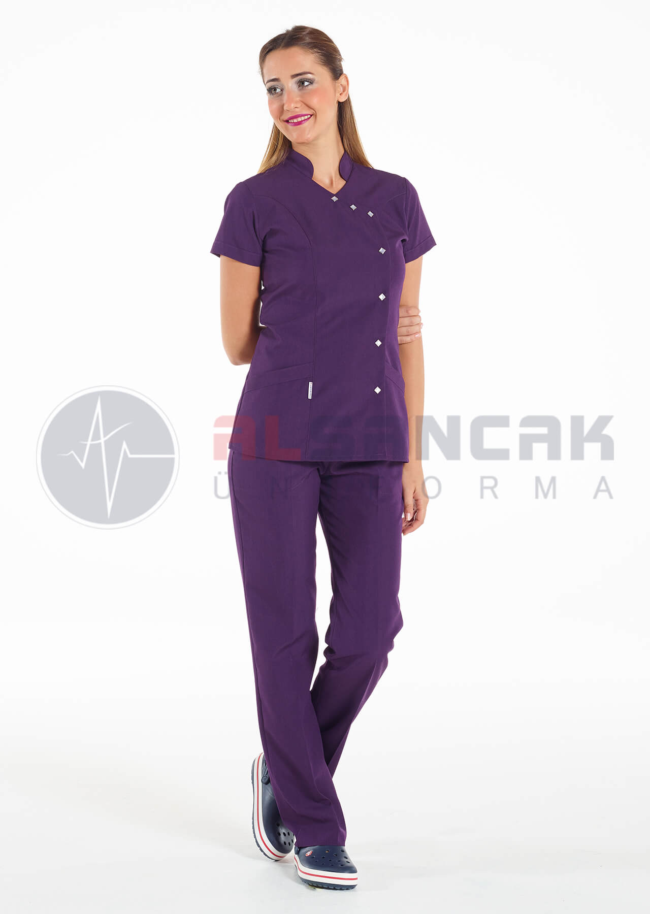 Luxe Flex Koyu Mor Likralı Hemşire ve Doktor Forması Takımı Luxe Flex Koyu Mor Likralı Hemşire ve Doktor Forması Takımı