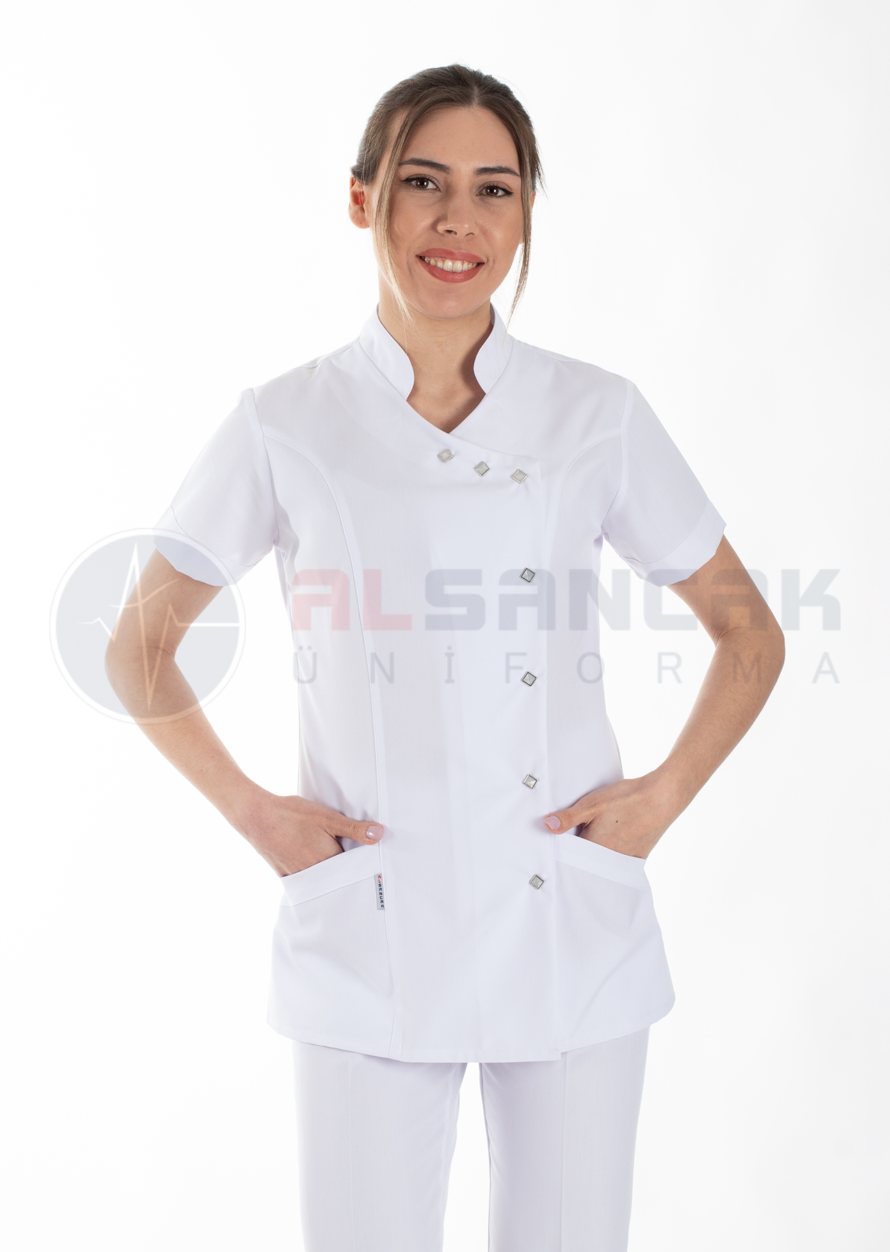 Luxe Model Beyaz Hemşire Doktor Forması Tek Üst