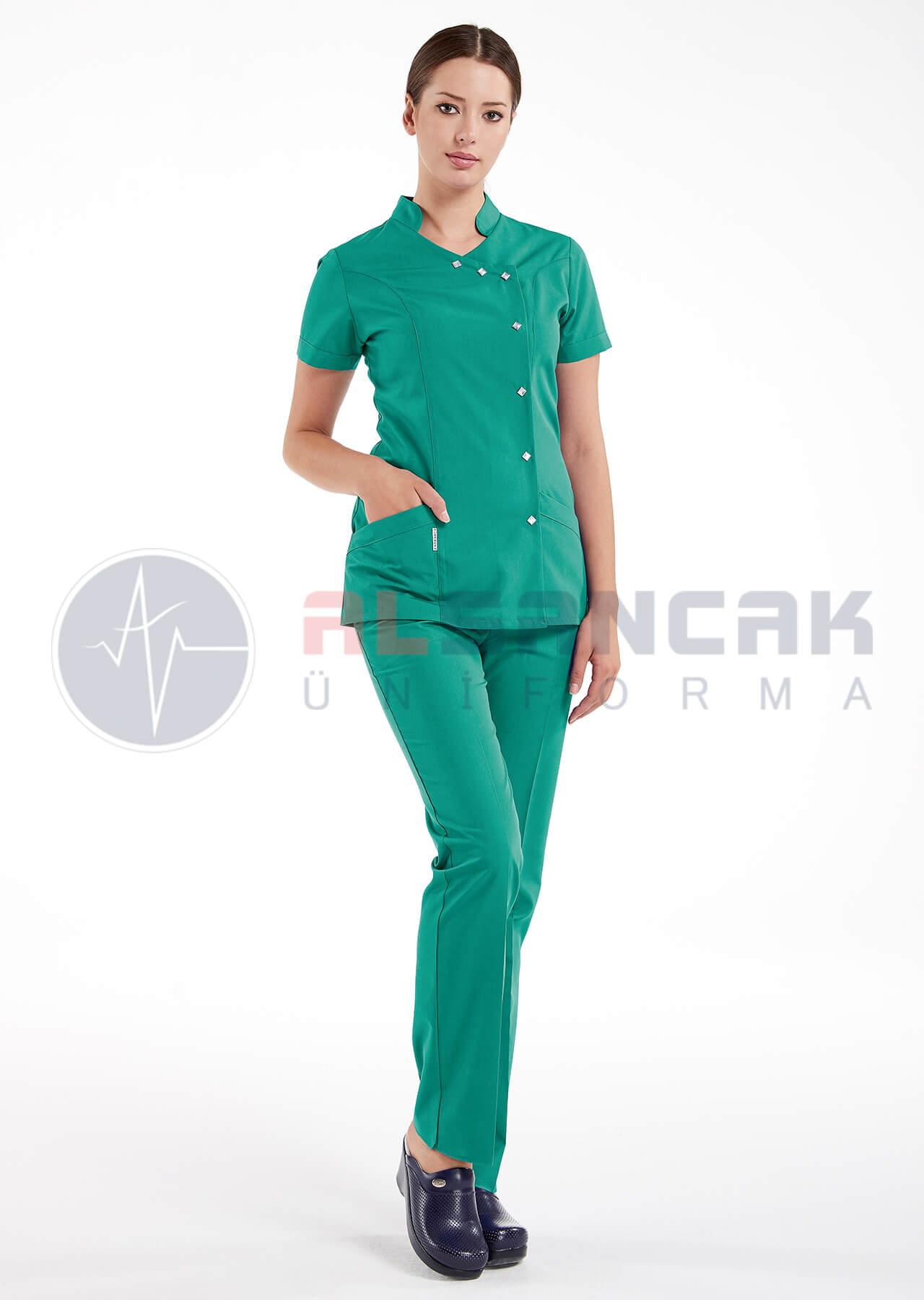 Deniz Yeşili Luxe Model Hemşire ve Doktor Forması Takımı