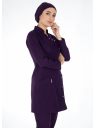 Luxe Model Koyu Mor Likralı Tesettür Hemşire Doktor Forması Takımı