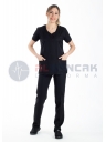 Petit Modeli Siyah Alpaka Kumaş Doktor Hemşire Forması