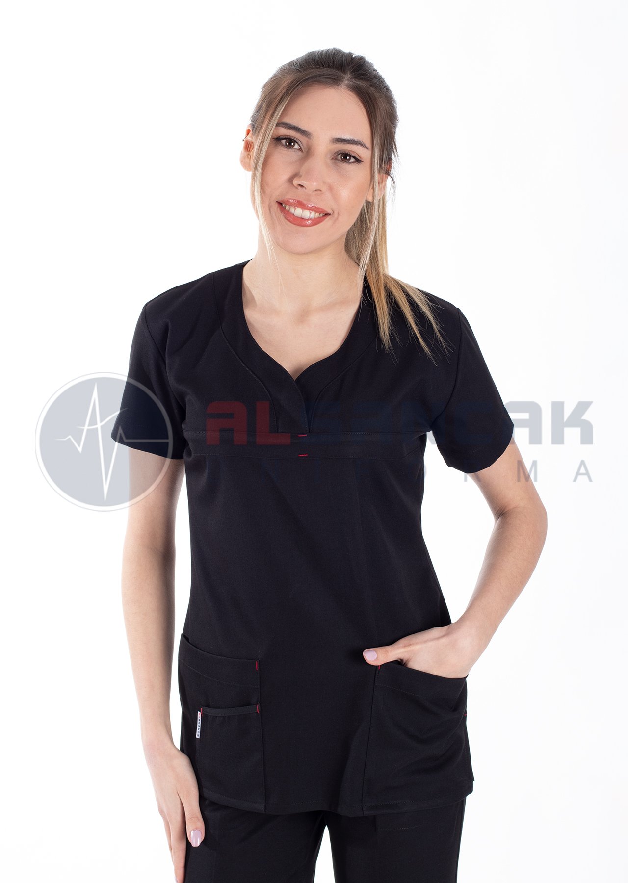 Petit Modeli Siyah Doktor Hemşire Forması Petit Modeli Siyah Doktor Hemşire Forması