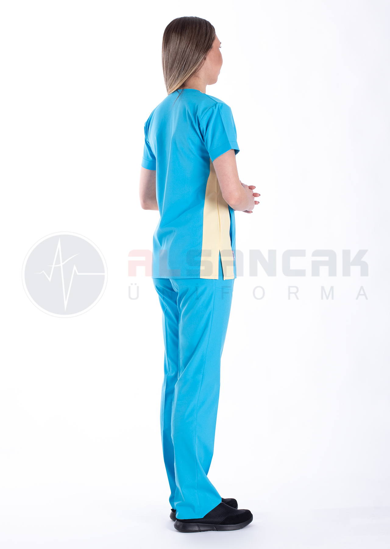 Petit Flex Likralı Turkuaz/Sarı Doktor Hemşire Forması Petit Flex Likralı Turkuaz/Sarı Doktor Hemşire Forması