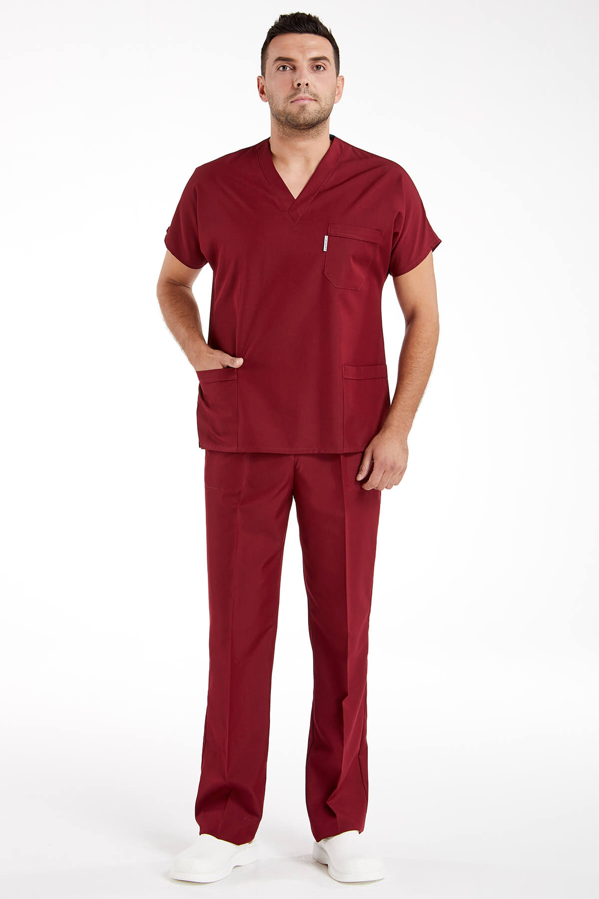 Erkek Bordo Likralı Kalın Scrubs Doktor Forması Takımı Erkek Bordo Likralı Kalın Scrubs Doktor Forması Takımı