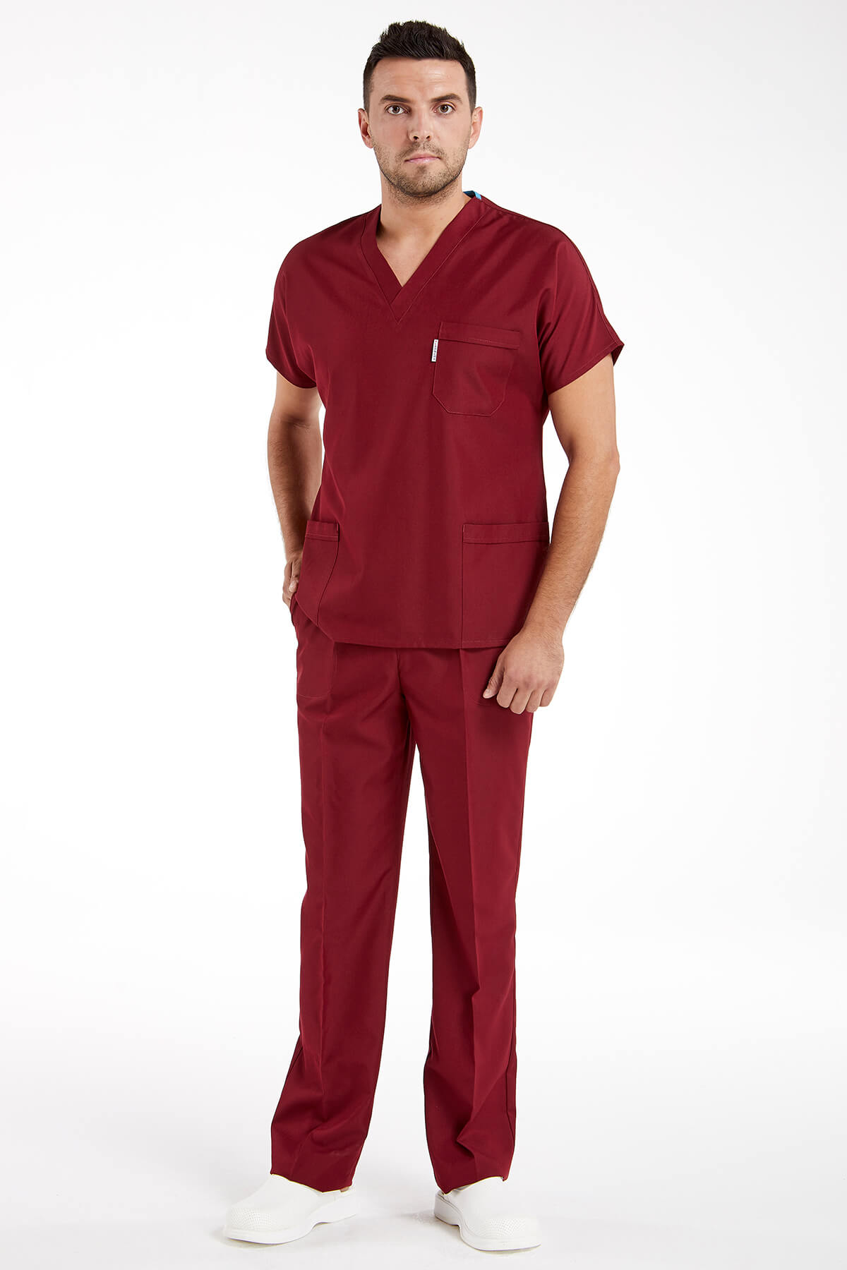 Erkek Bordo Likralı Kalın Scrubs Doktor Forması Takımı Erkek Bordo Likralı Kalın Scrubs Doktor Forması Takımı