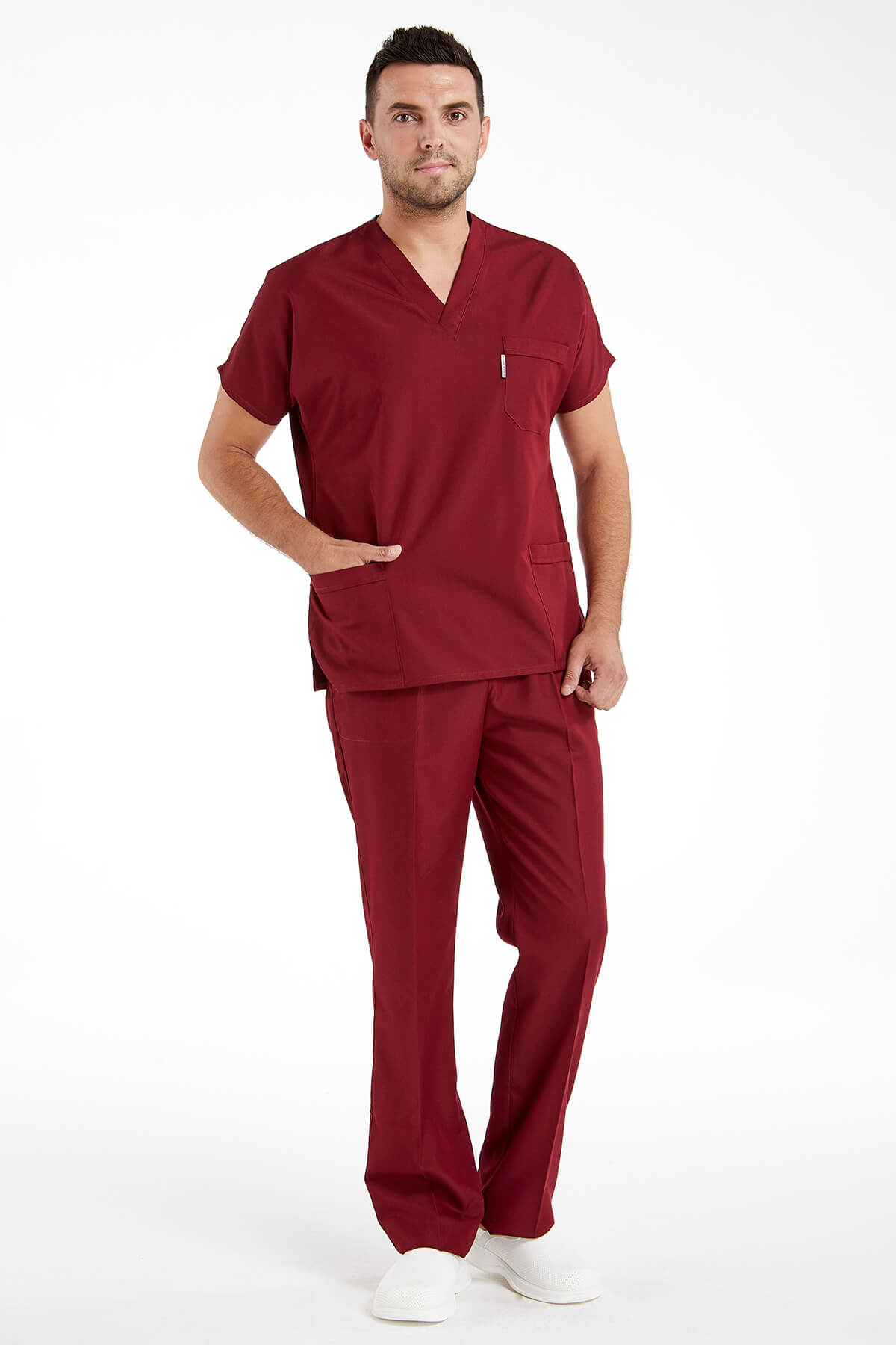Erkek Bordo Likralı Kalın Scrubs Doktor Forması Takımı Erkek Bordo Likralı Kalın Scrubs Doktor Forması Takımı
