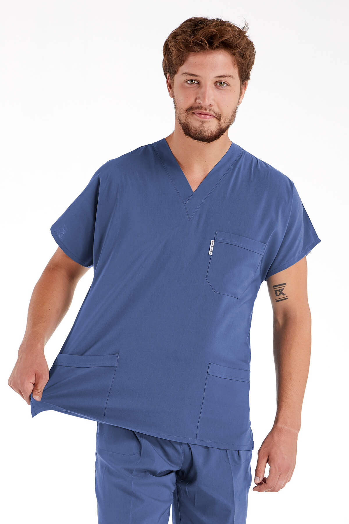 Erkek Fırtına Mavi Likralı Kalın Scrubs Doktor Forması Takımı Erkek Fırtına Mavi Likralı Kalın Scrubs Doktor Forması Takımı
