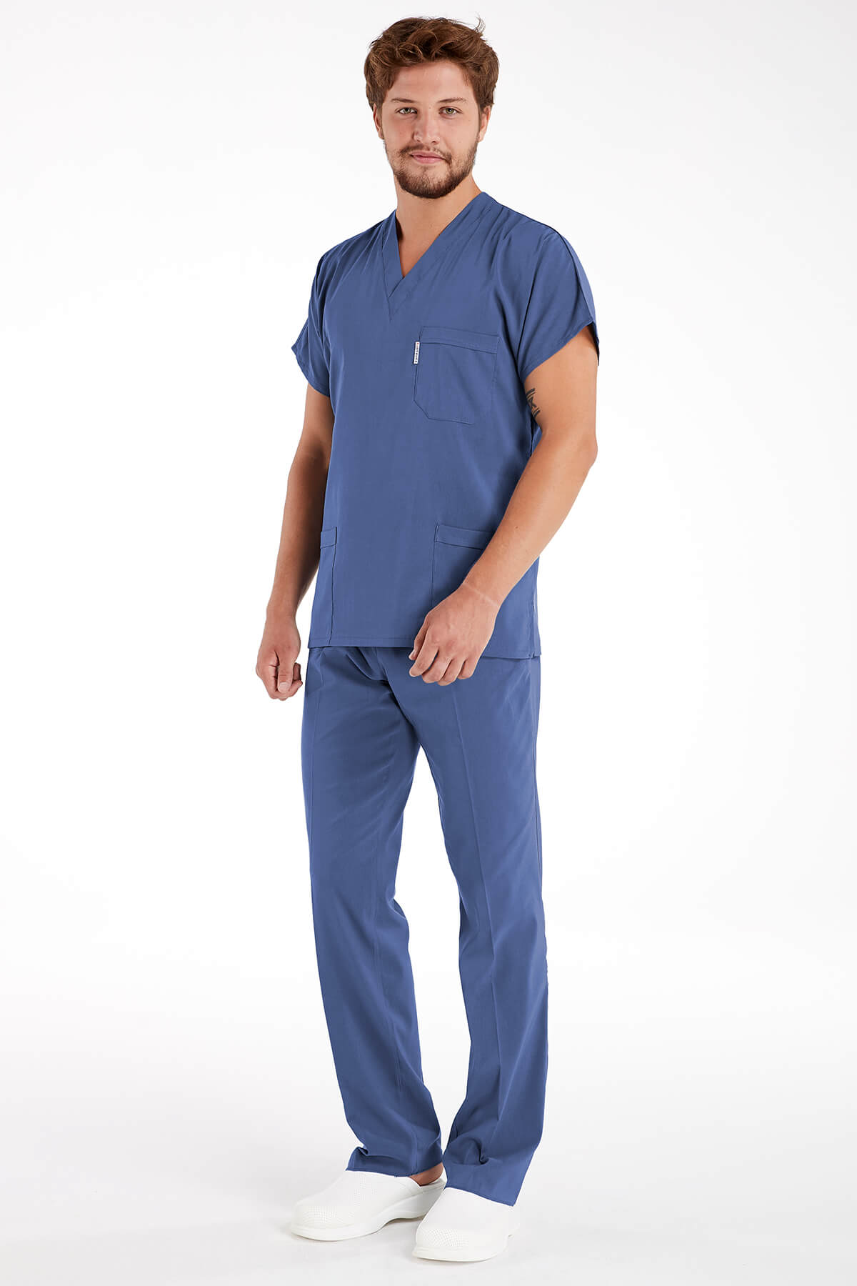Erkek Fırtına Mavi Likralı Kalın Scrubs Doktor Forması Takımı Erkek Fırtına Mavi Likralı Kalın Scrubs Doktor Forması Takımı