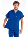 Erkek Saks Mavi Likralı İnce Scrubs Doktor Forması Takımı Erkek Saks Mavi Likralı İnce Scrubs Doktor Forması Takımı
