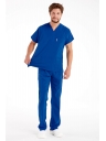Erkek Saks Mavi Likralı İnce Scrubs Doktor Forması Takımı Erkek Saks Mavi Likralı İnce Scrubs Doktor Forması Takımı