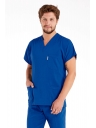 Erkek Saks Mavi Likralı İnce Scrubs Doktor Forması Takımı Erkek Saks Mavi Likralı İnce Scrubs Doktor Forması Takımı