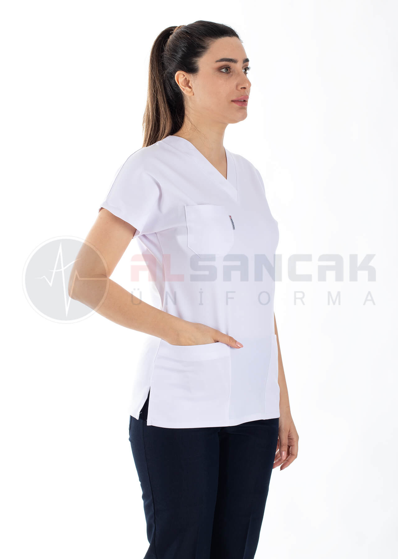 Scrubs Flex® Beyaz/Lacivert Likralı Kalın Doktor ve Hemşire Forması Scrubs Flex® Beyaz/Lacivert Likralı Kalın Doktor ve Hemşire Forması